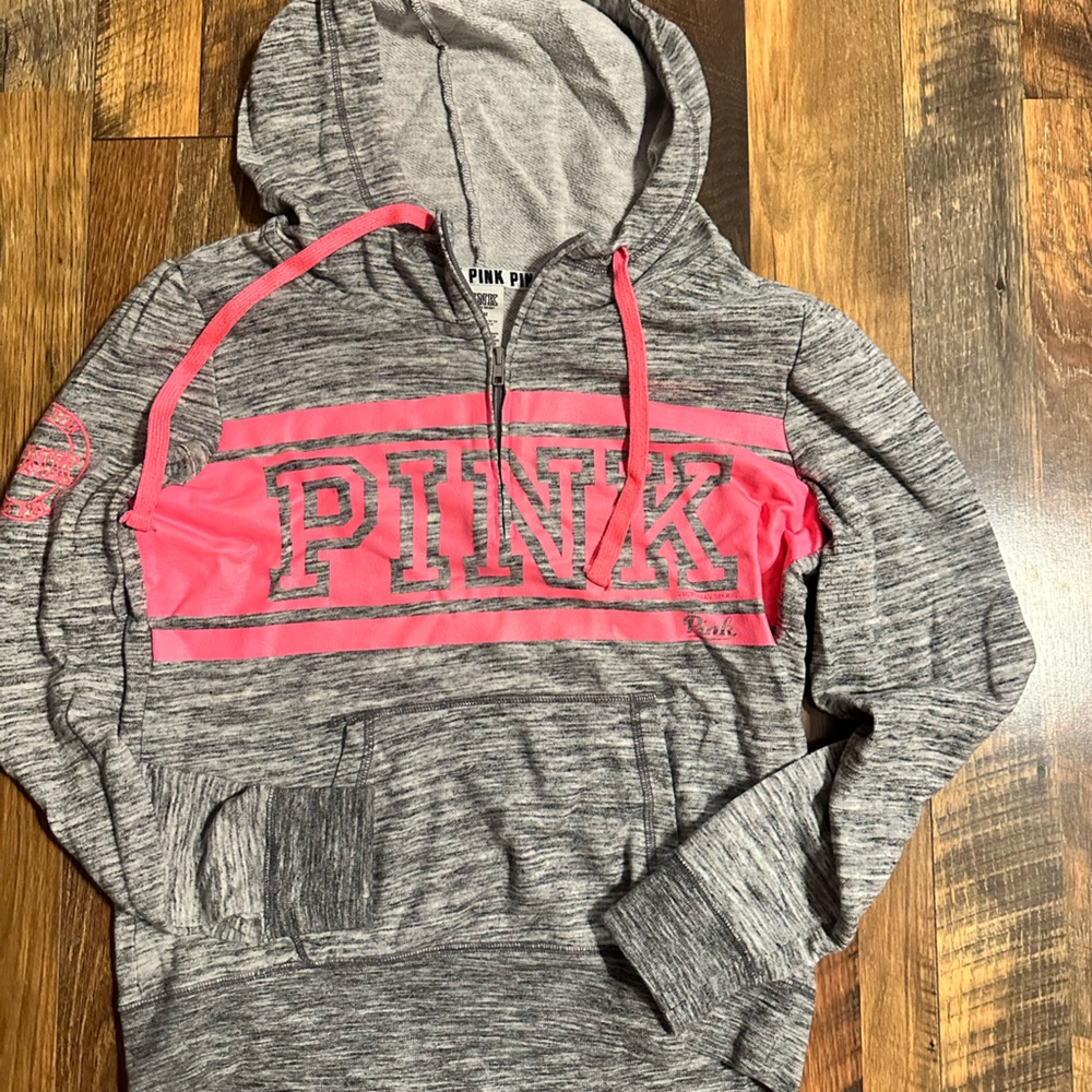 Victorias Secret PINK quarter zip hooded sweatshirt